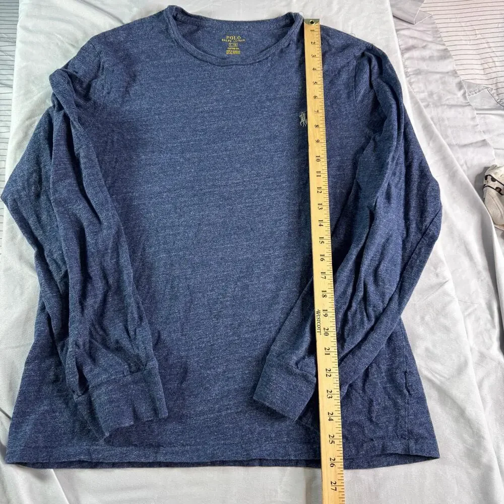 Polo Ralph Lauren Men’s Large Custom Fit Long Sleeve T Shirt Blue Pony Logo